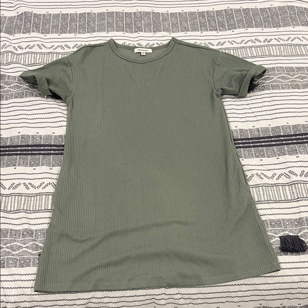Francesca's Collections Olive Ribbed Dress